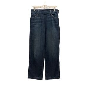 Vince Wide Leg Jeans Womens 26 Blue Dark Wash Side Zip High Rise Cotton USA made